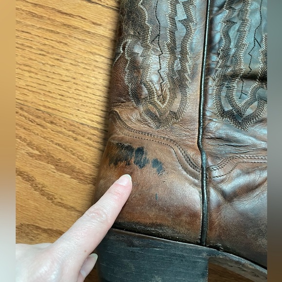 JB Dillon Brown Goat Leather Distressed Cowboy Boots 10.5 JMB3205 Festival Rodeo - Picture 4 of 8